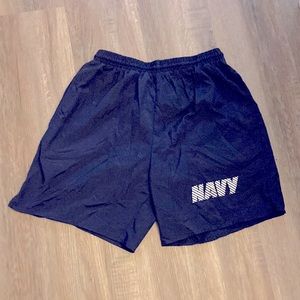 Navy Blue/White lettering Athletic Shorts